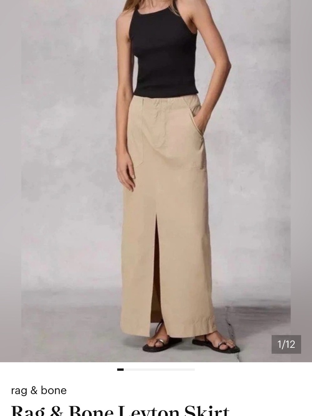 rag & bone tan maxi skirt with front slit